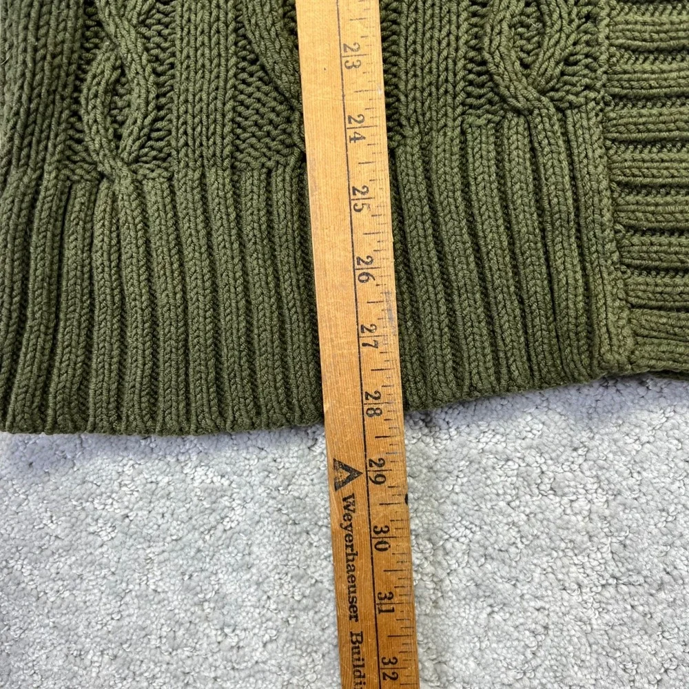 Eddie Bauer Cardigan‎ Sweater Womens XL Green Cable Knit Button Front Fisherman - Picture 11 of 13